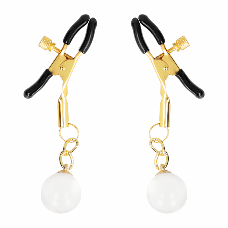 KINK – PINZAS PARA PEZONES DORADAS CON COLGANTE DE VIDRIO 6 CM
