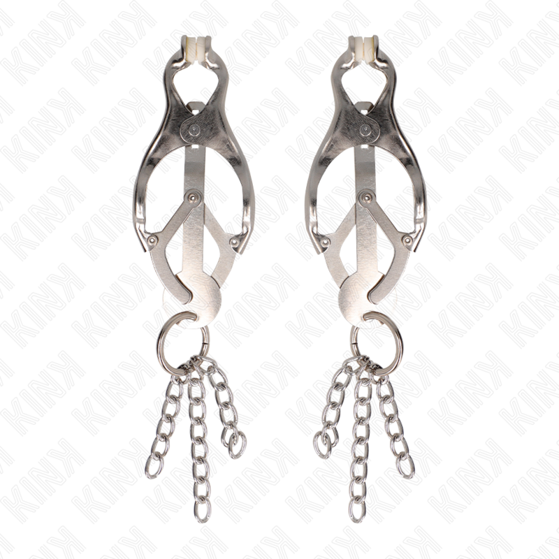 KINK – PINZAS PARA PEZONES ESTILO JAPONÉS CON CADENAS PLATEADO