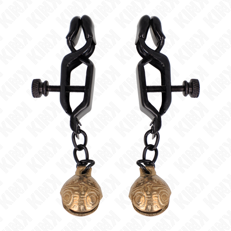 KINK – PINZAS PARA PEZONES PLANAS NEGRO CON CASCABEL 7 CM