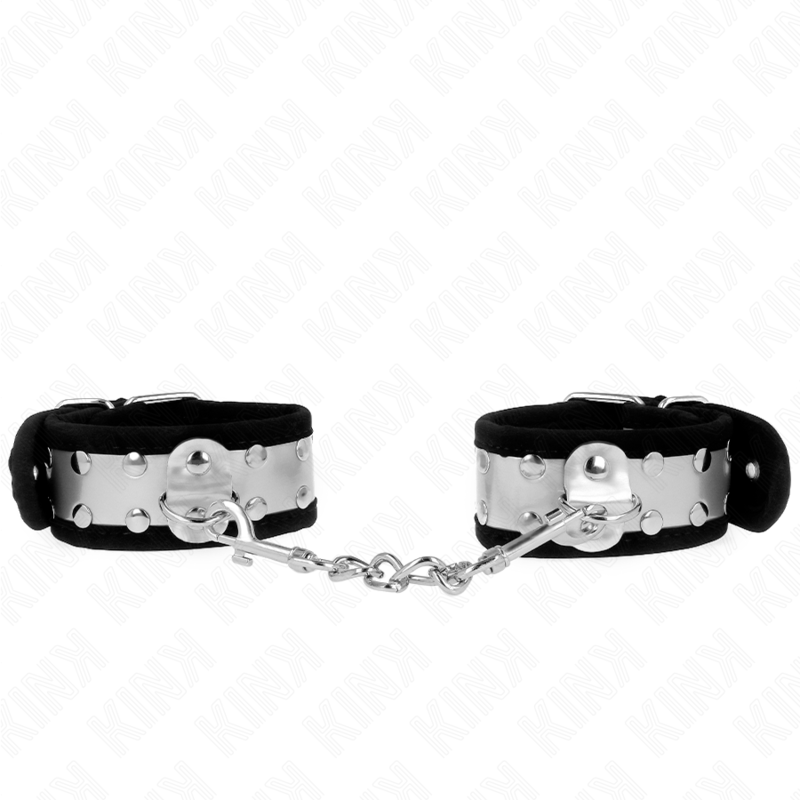 KINK – MUÑEQUERAS FINAS NEGRO / PLATEADO 30 X 4 CM