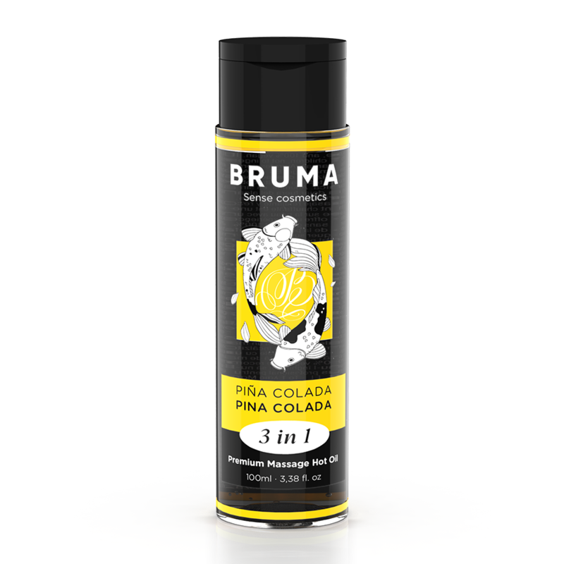 BRUMA – ACEITE DE MASAJE PREMIUM EFECTO CALOR SABOR PIÑA COLADA 3 EN 1 – 100 ML