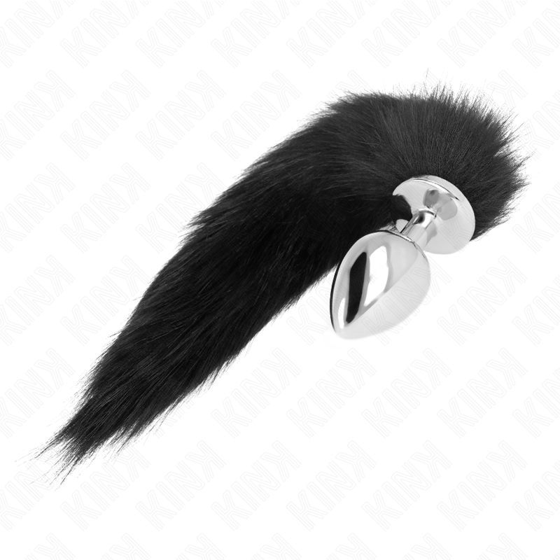 KINK – PLUG ANAL TALLA L 10 X 4 CM CON COLA SINTÉTICA 40 CM NEGRO
