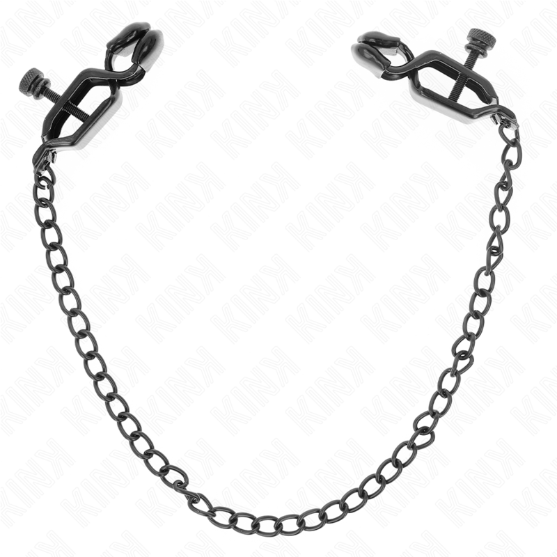 KINK – PINZAS PARA PEZONES PLANAS NEGRO CON CADENA NEGRO 30 CM