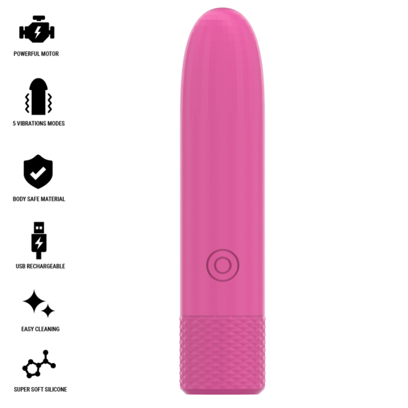 INTENSE – SYMONE BALA VIBRADORA RECARGABLE POR USB 8 VIBRACIONES ROSA 10 X 2.2 CM