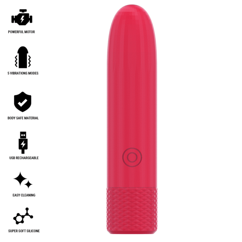 INTENSE – SYMONE BALA VIBRADORA RECARGABLE POR USB 8 VIBRACIONES ROJO 10 X 2.2 CM