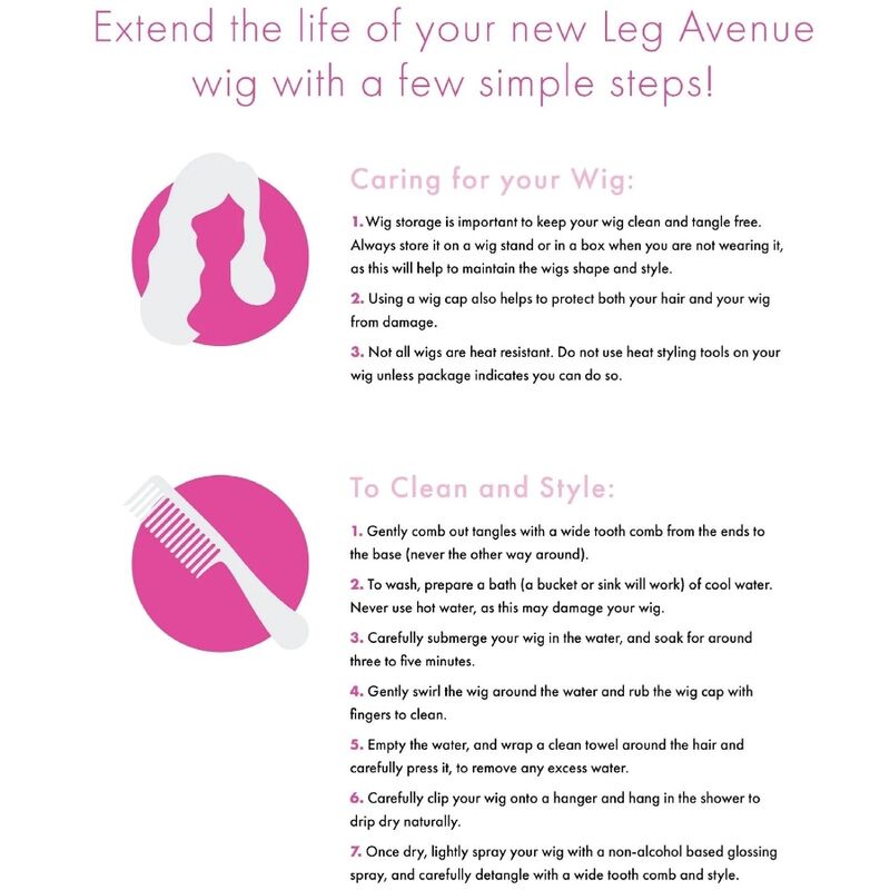LEG AVENUE – PELUCA LARGA LISA CON FLEQUILLO ROSA
