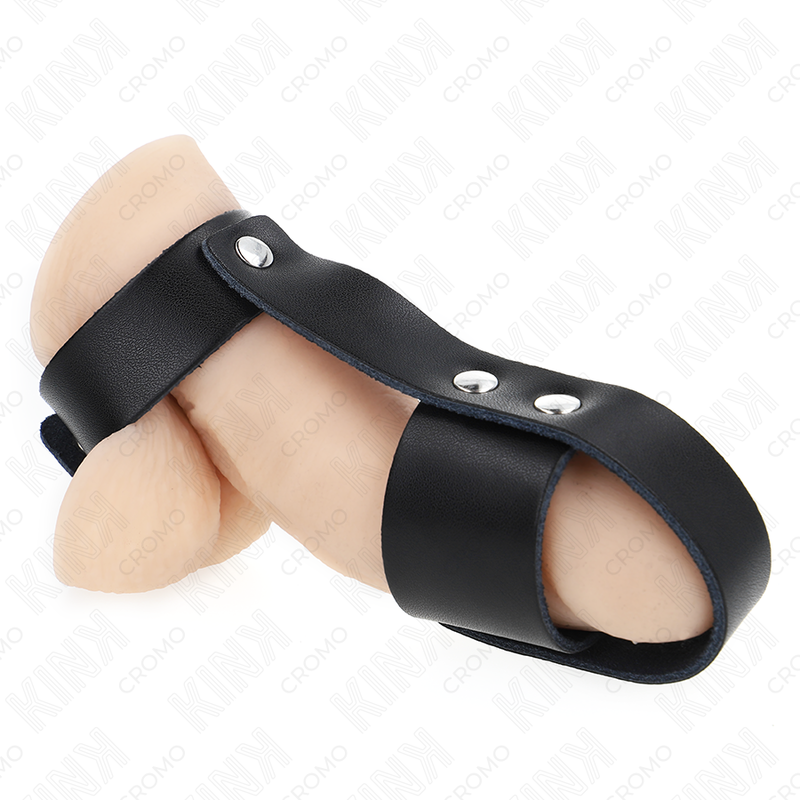 KINK – ANILLO JAULA PENE CUERO CON DIVISOR DE BOLAS AJUSTABLE