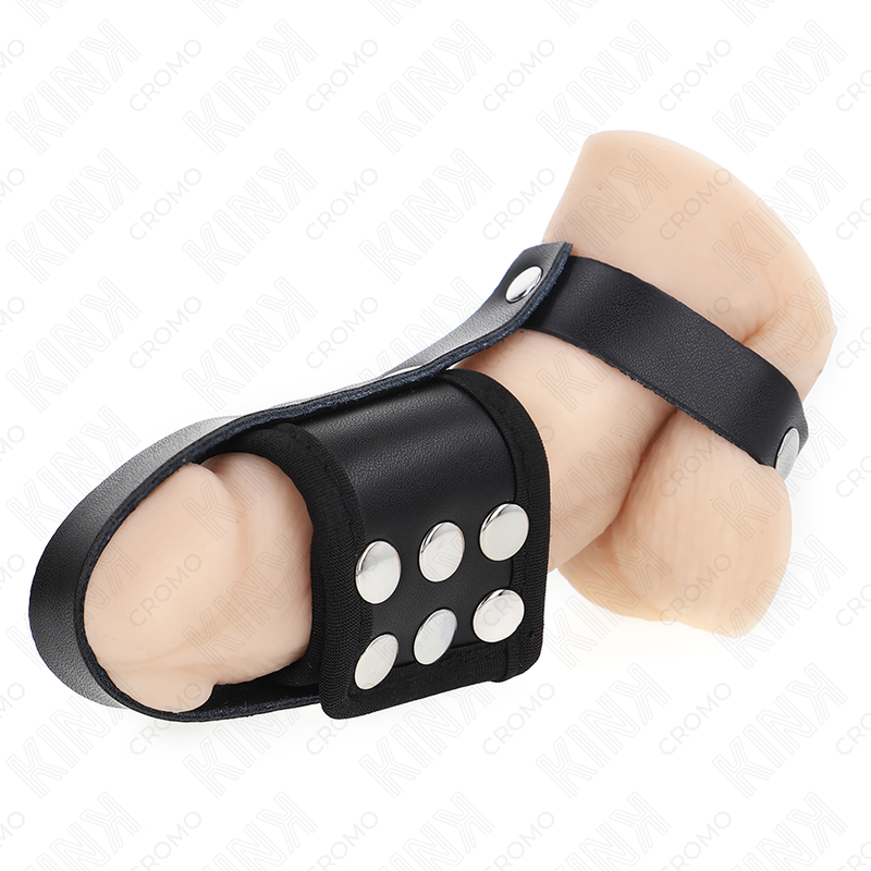 KINK – ANILLO JAULA PENE CUERO CON CORREA DIVISORIA DE BOLAS RECUBIERTO AJUSTABLE