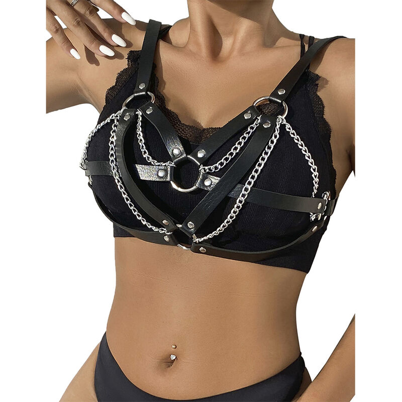 SUBBLIME – 953713 CINTURÓN DE BONDAGE PUNK HEBILLA METAL NEGRO TALLA ÚNICA