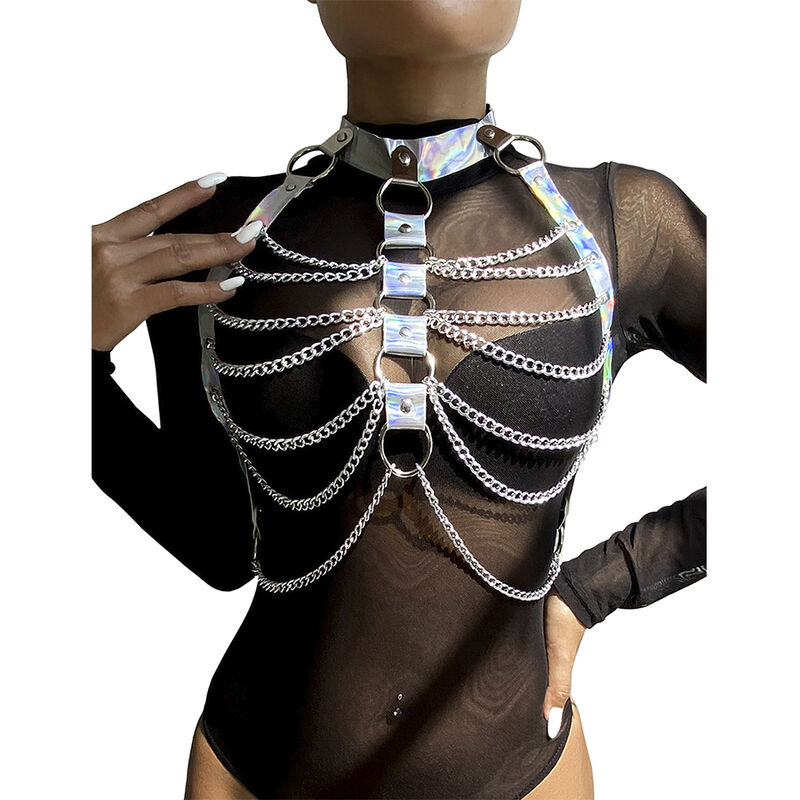SUBBLIME – 953737 ARNÉS DE PECHO CON ANILLOS Y CADENAS PLATA TALLA ÚNICA