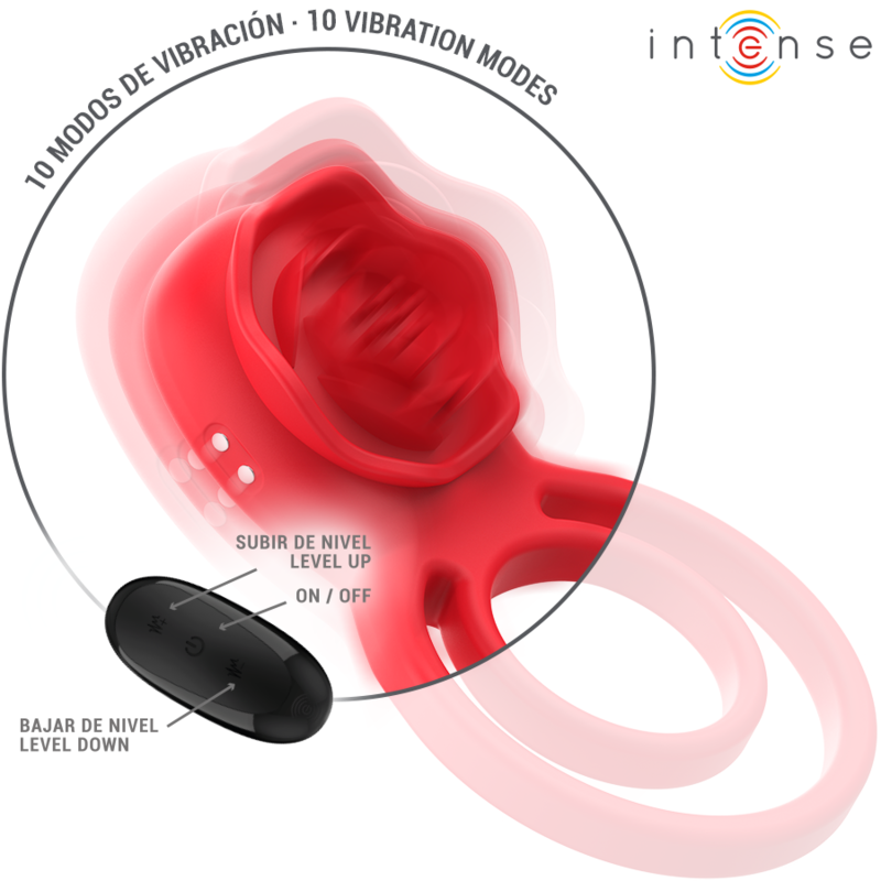 INTENSE – GAIL ROSA ESTIMULADORA 10 VIBRACIONES ROJO CONTROL REMOTO