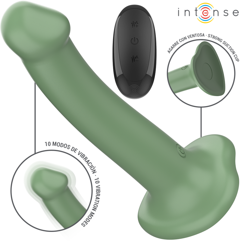 INTENSE – BECCA VIBRADOR CON VENTOSA 10 VIBRACIONES VERDE CONTROL REMOTO