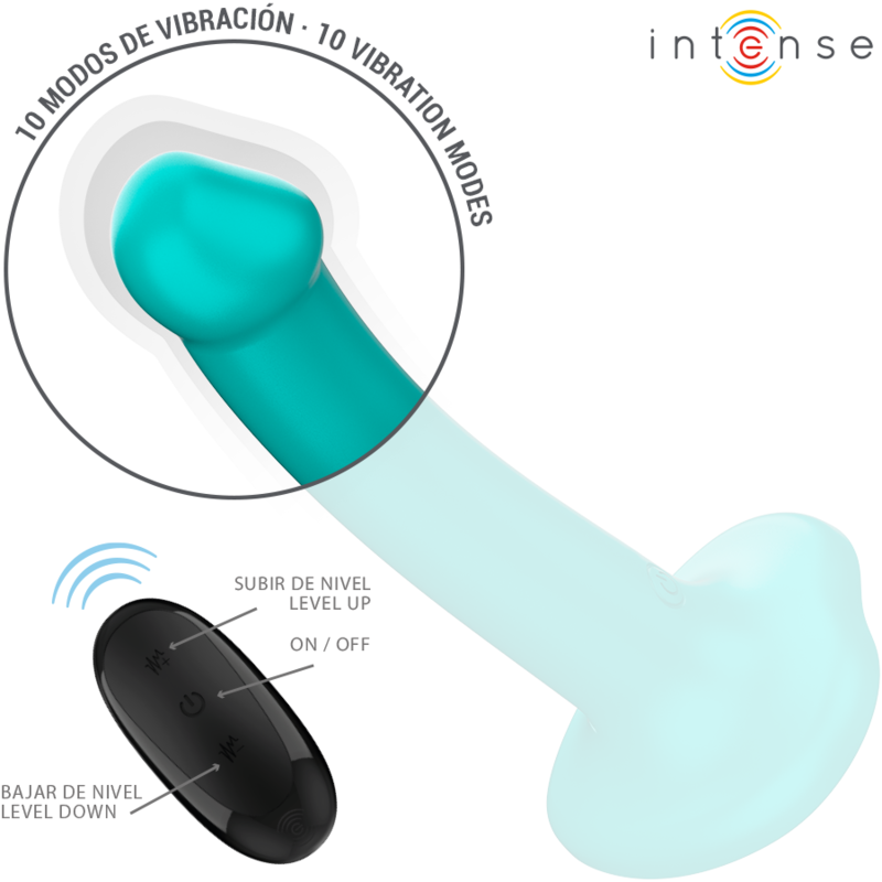 INTENSE – KATIE VIBRADOR CON VENTOSA 10 VIBRACIONES AZUL OSCURO CONTROL REMOTO