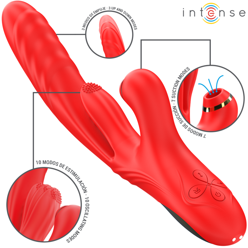 INTENSE – KAROL VIBRADOR MULTIFUNCIÓN EMPUJE  ESTIMULACIÓN  SUCCIÓN ROJO