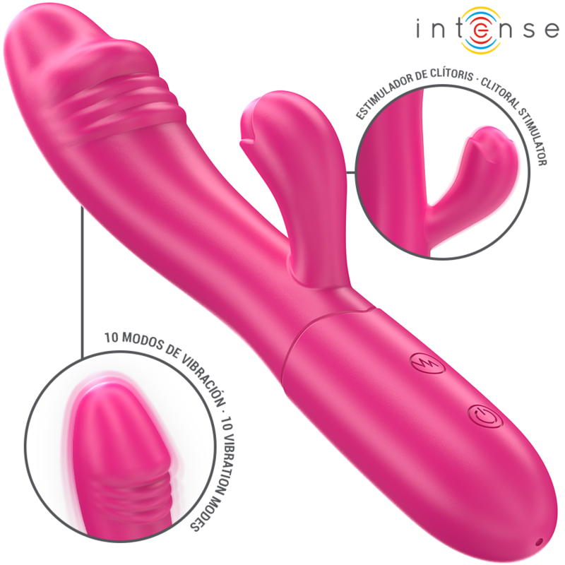 INTENSE – IVY VIBRADOR FLEXIBLE 10 VIBRACIONES CON LENGUA ESTIMULADORA ROSA