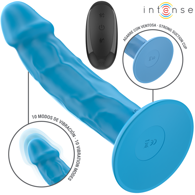INTENSE – PHOEBE VIBRADOR REALÍSTICO 10 VIBRACIONES AZUL CONTROL REMOTO