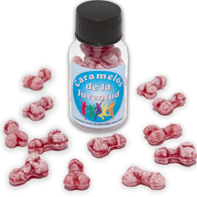 DIABLO PICANTE – 12 CARAMELOS DE LA JUVENTUD FORMA PENE FRESA/CEREZA