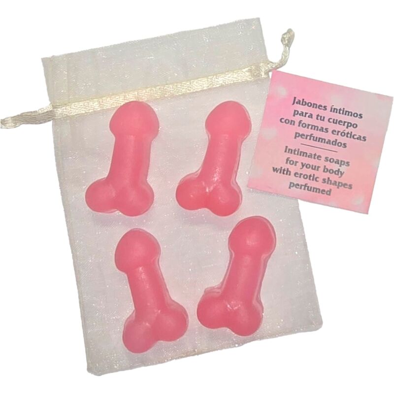 DIABLO PICANTE – 4 MINI JABONES PERFUMADOS FORMA PENE ROSA