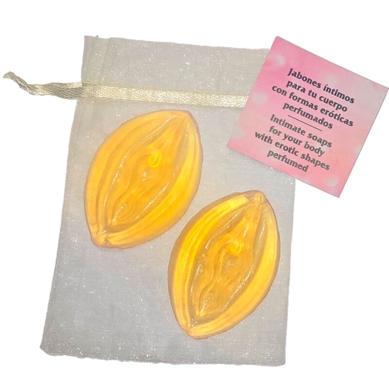 DIABLO PICANTE – 2 JABONES PERFUMADOS FORMA VAGINA AMARILLO