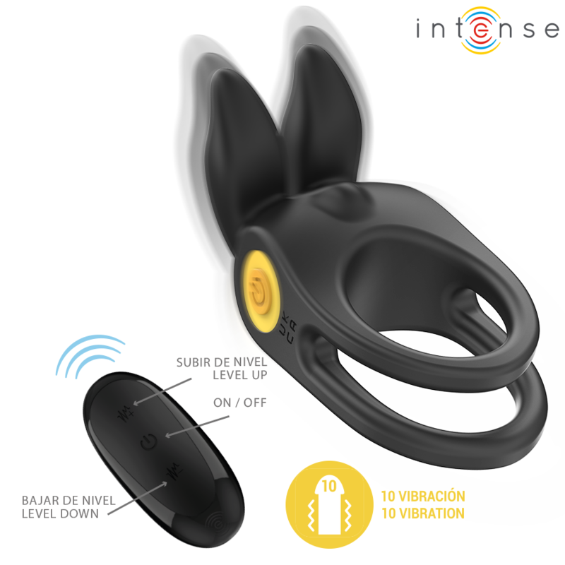 INTENSE – SAM ANILLO DOBLE VIBRADOR PENE 10 VIBRACIONES NEGRO