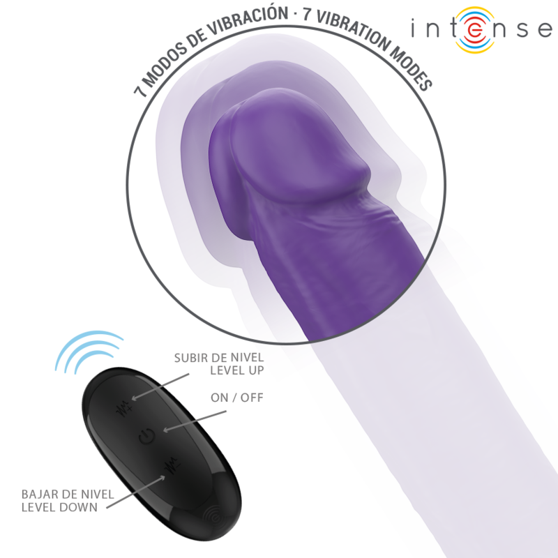 INTENSE – GUNTER DILDO DOBLE VIBRADOR 40 CM MORADO CONTROL REMOTO