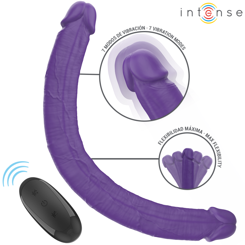 INTENSE – GUNTER DILDO DOBLE VIBRADOR 40 CM MORADO CONTROL REMOTO