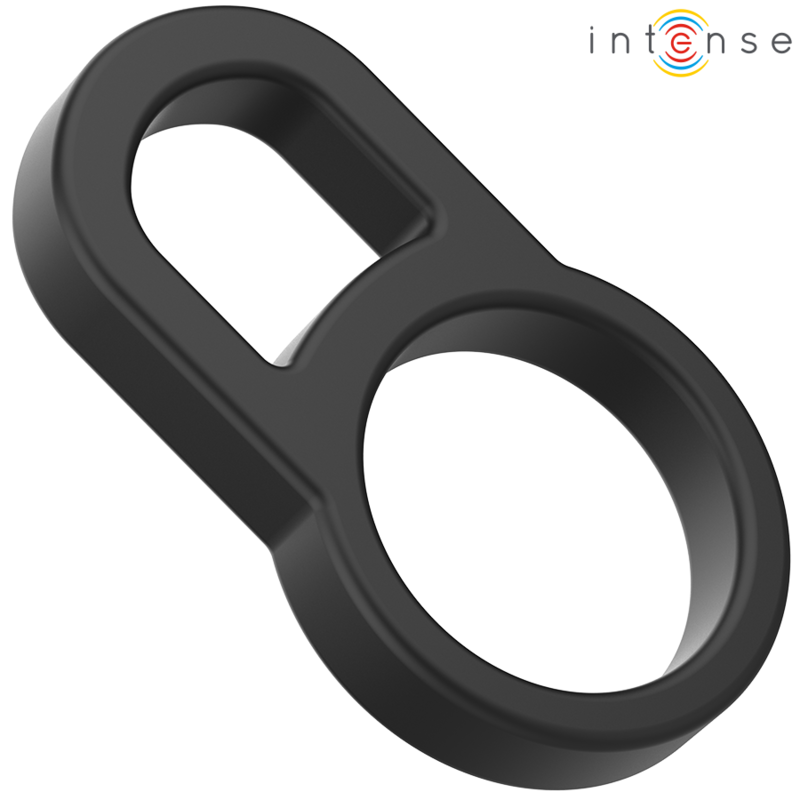 INTENSE – BOBBY ANILLO DOBLE PARA PENE SILICONA NEGRO