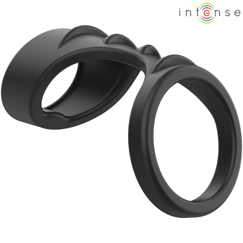 INTENSE – THEO ANILLO DOBLE PARA PENE SILICONA NEGRO MODELO 3