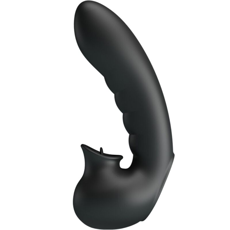 PRETTY LOVE – HOBGOBLIN FUNDA VIBRADORA PARA DEDO 12 VIBRACIONES + ESTIMULADOR CLÍTORIS NEGRO