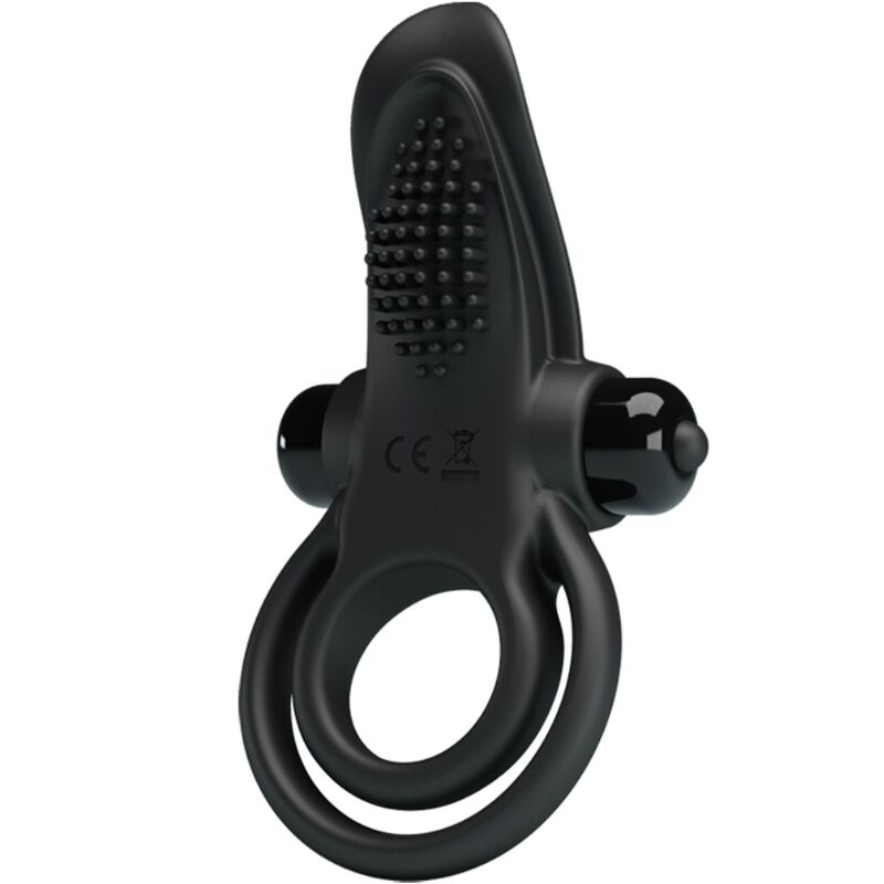 PRETTY LOVE – DOBLE ANILLO VIBRADOR + ESTIMULADOR CLÍTORIS 10 VIBRACIONES NEGRO