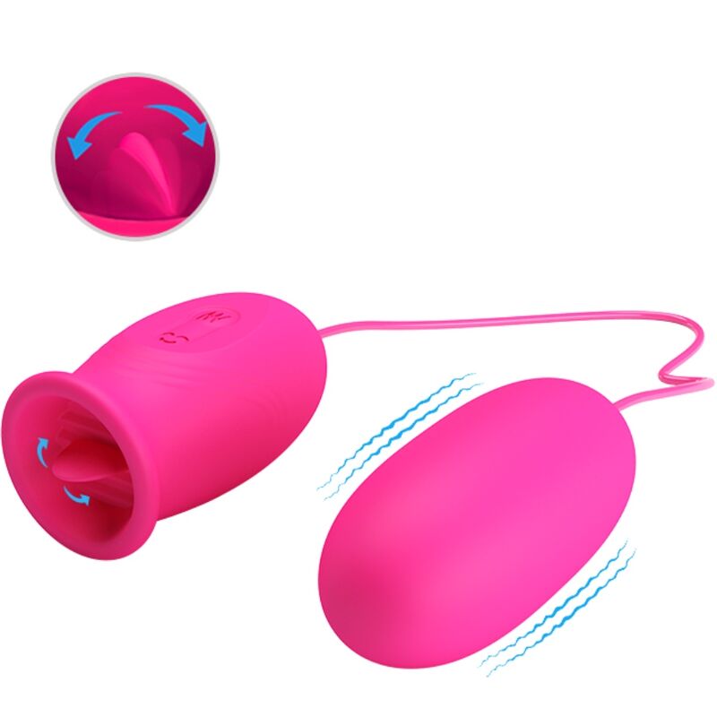 PRETTY LOVE – DAISY HUEVO VIBRADOR + LENGUA ESTIMULADORA DE CLÍTORIS ROSA