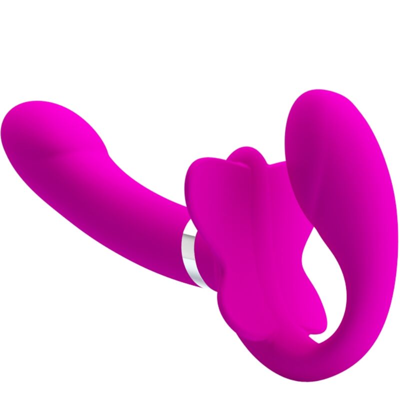 PRETTY LOVE – VALERIE VIBRADOR DOBLE STRAP-ON 12 VIBRACIONES MORADO