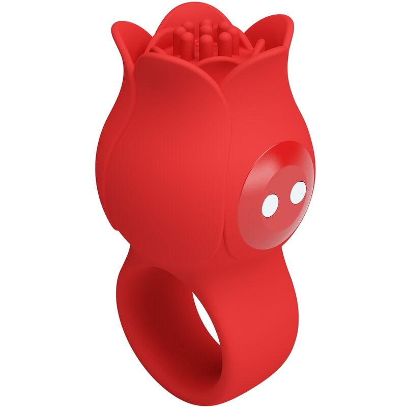 PRETTY LOVE – JAE VIBRADOR DE DEDO FORMA DE ROSA 10 VIBRACIONES ROJO
