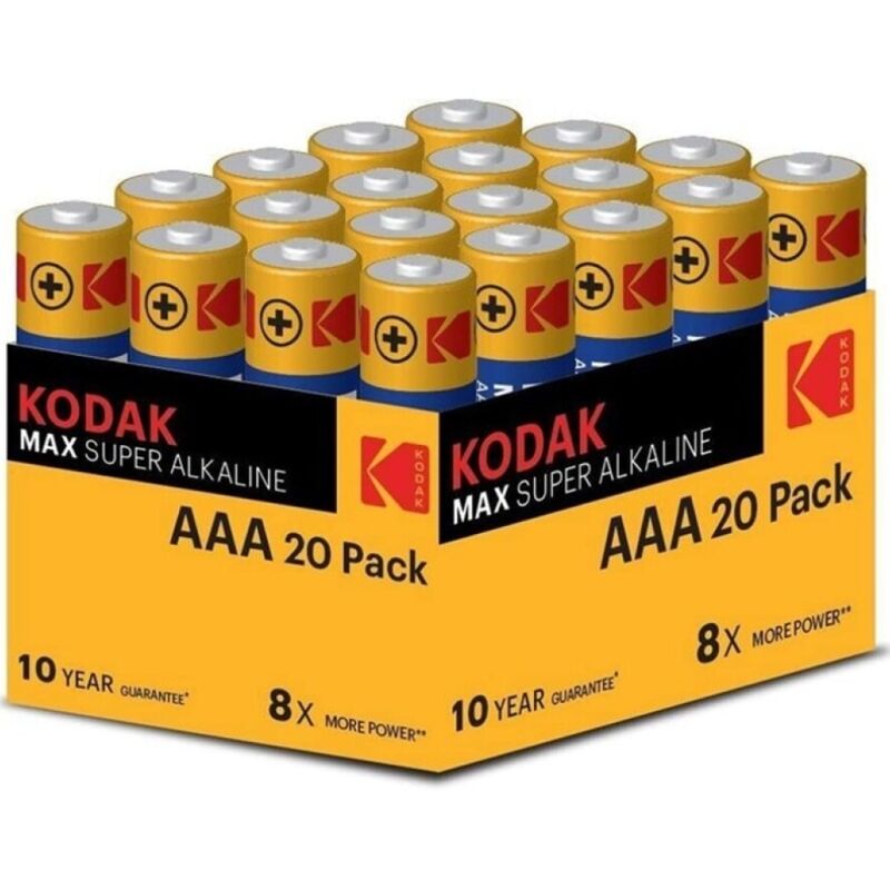 KODAK – MAX PILA ALCALINA AAA LR03 PACK*20 PILAS