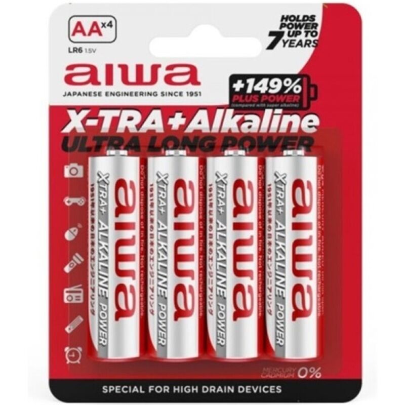 AIWA – X-TRA ALKALINE PILA ALCALINA AA LR6 BLISTER*4
