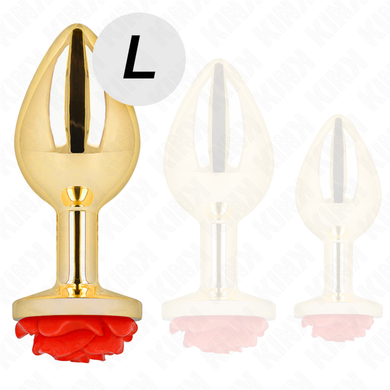 KINK – PLUG ANAL DORADO ROSA ROJA TALLA L