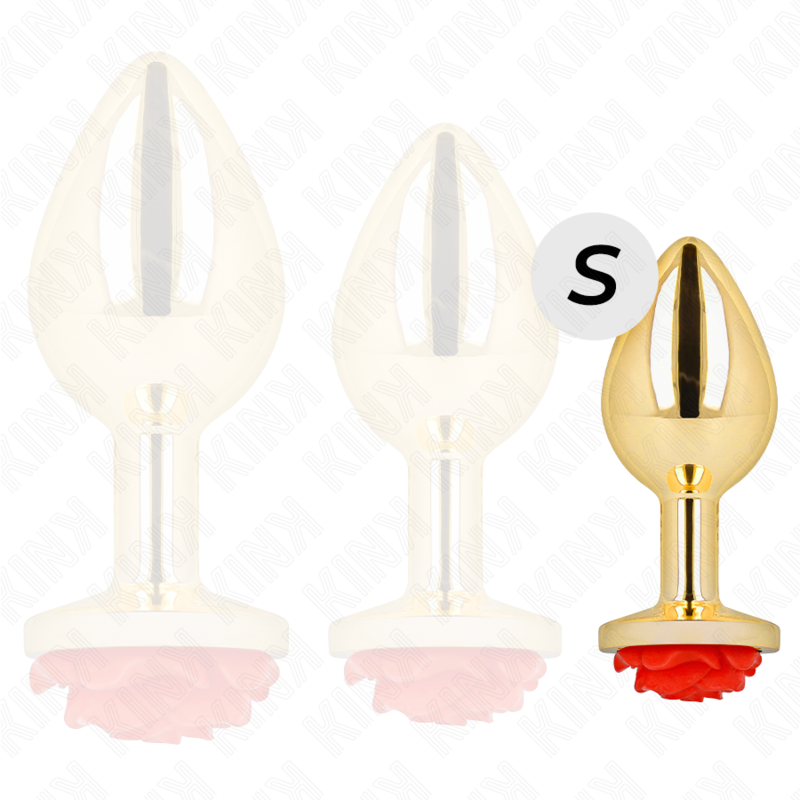 KINK – PLUG ANAL DORADO ROSA ROJA TALLA S