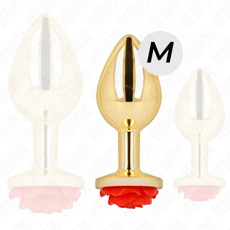 KINK – PLUG ANAL DORADO ROSA ROJA TALLA M