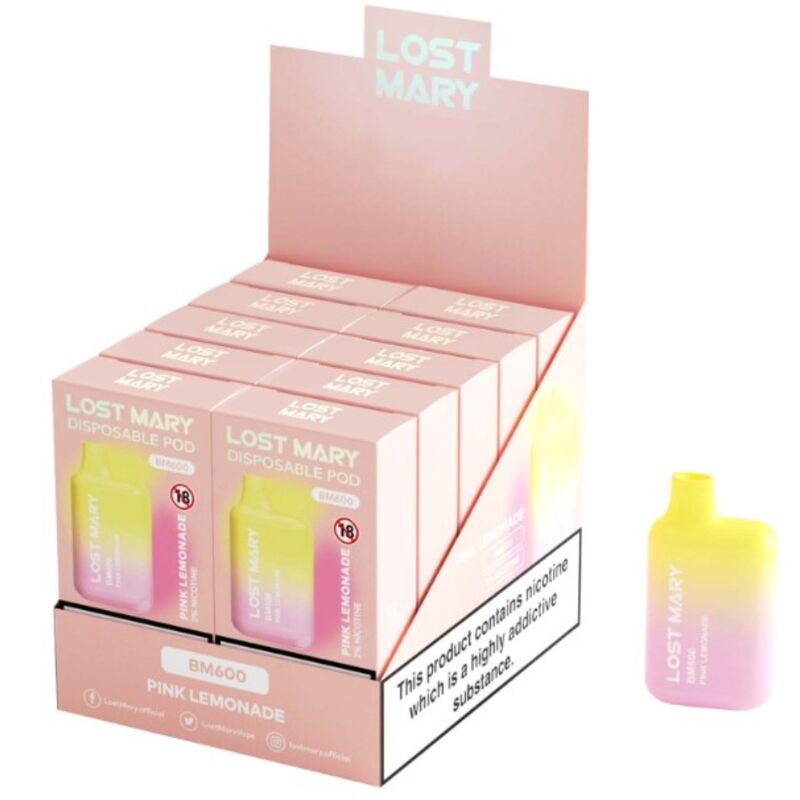 LOST MARY – BM600 VAPER NICOTINA 2% DESECHABLE SABOR LIMONADA ROSA