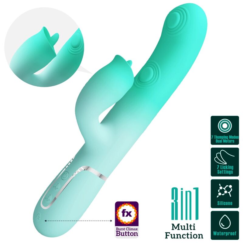 PRETTY LOVE – GIGI VIBRADOR RABBIT MULTIFUNCIÓN VERDE AGUA