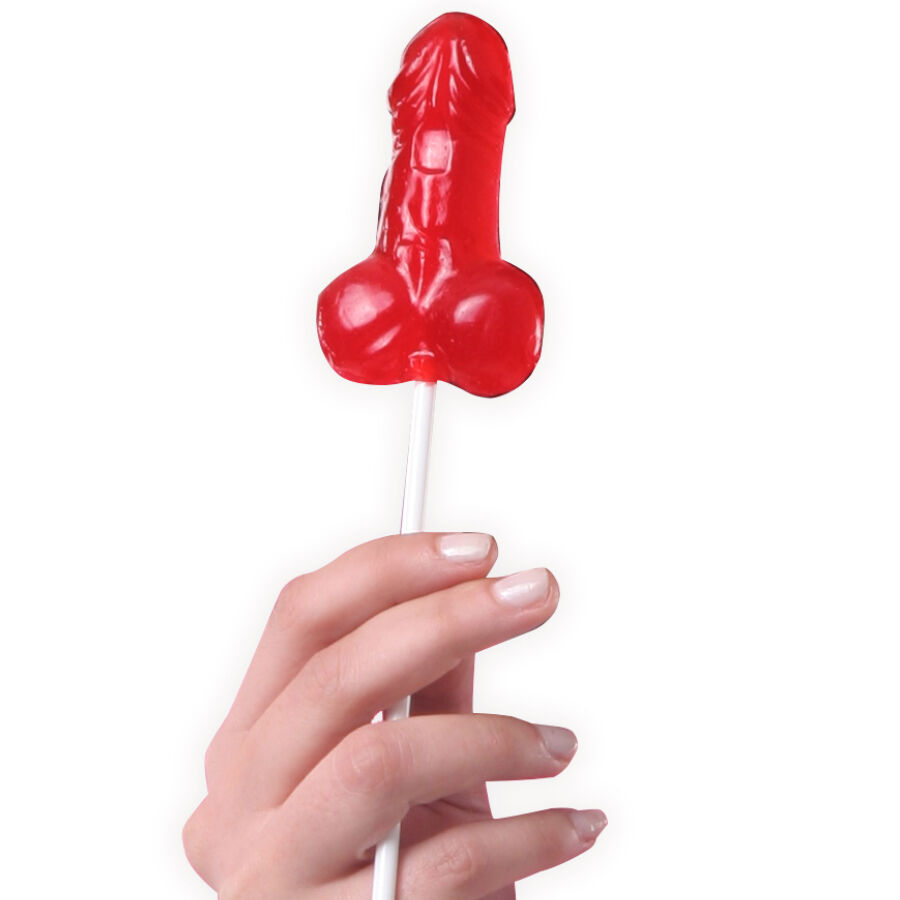 SECRETPLAY – EXPOSITOR SURTIDO PIRULETAS PENES FRESA 40 UNIDADES