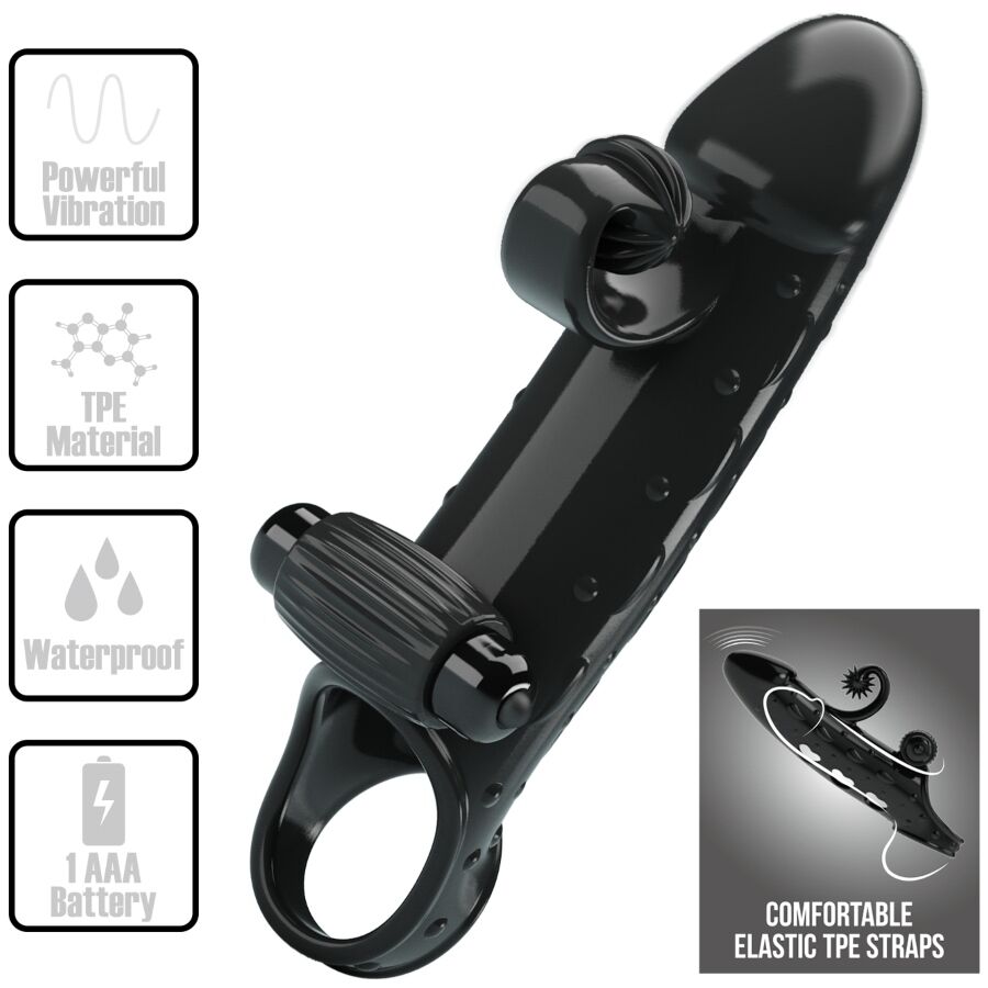 ROMANCE – FUNDA PARA PENE CON VIBRACIÓN NEGRO