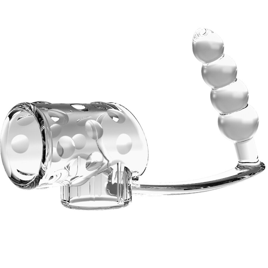 PRETTY LOVE – FUNDA PARA PENE CON PLUG ANAL TRANSPARENTE