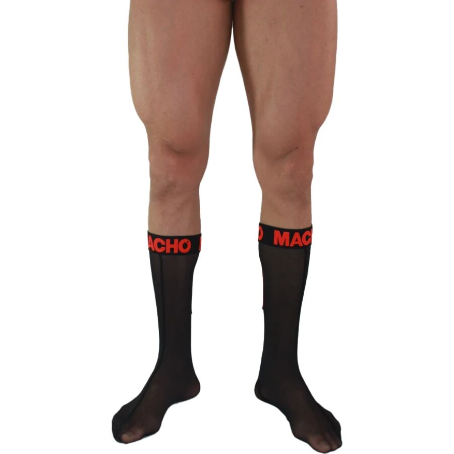 MACHO – CALCETINES FINOS NEGRO/ROJO TALLA ÚNICA