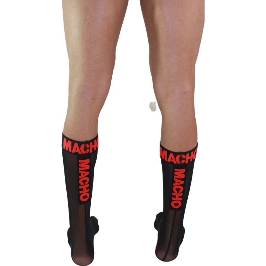 MACHO – CALCETINES FINOS NEGRO/ROJO TALLA ÚNICA