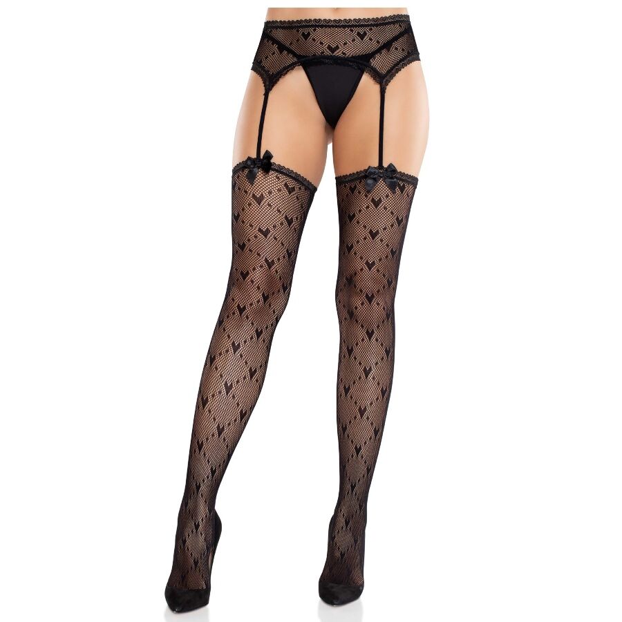 LEG AVENUE – MEDIAS DE CORAZÓN CON LIGAS NEGRO