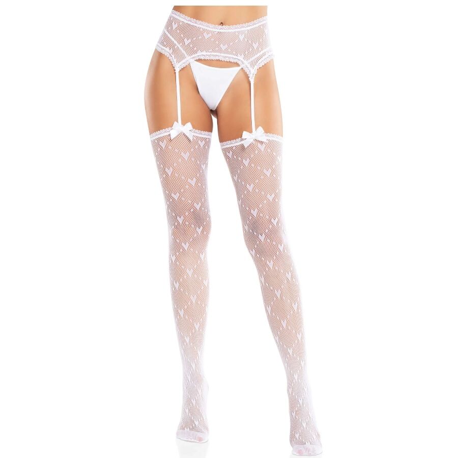LEG AVENUE – MEDIAS DE CORAZÓN CON LIGAS BLANCO
