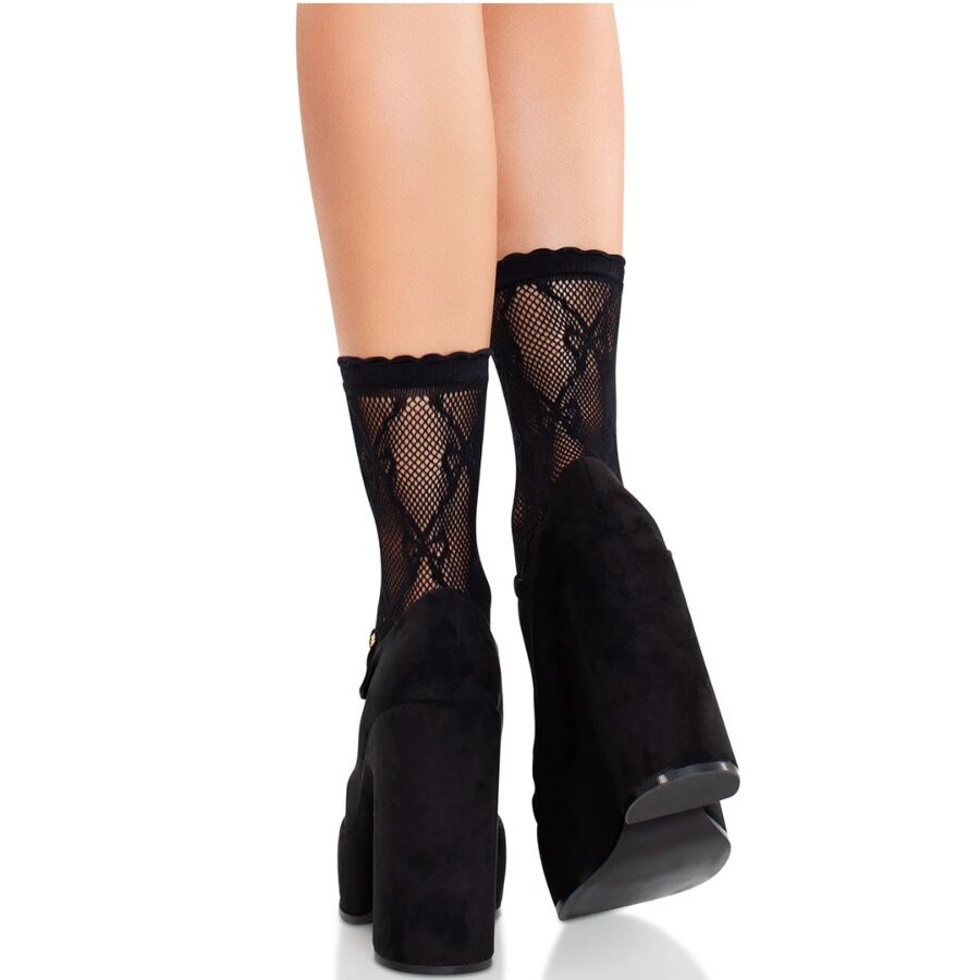 LEG AVENUE – CALCETINES DE ENCAJE DE LAZOS NEGRO