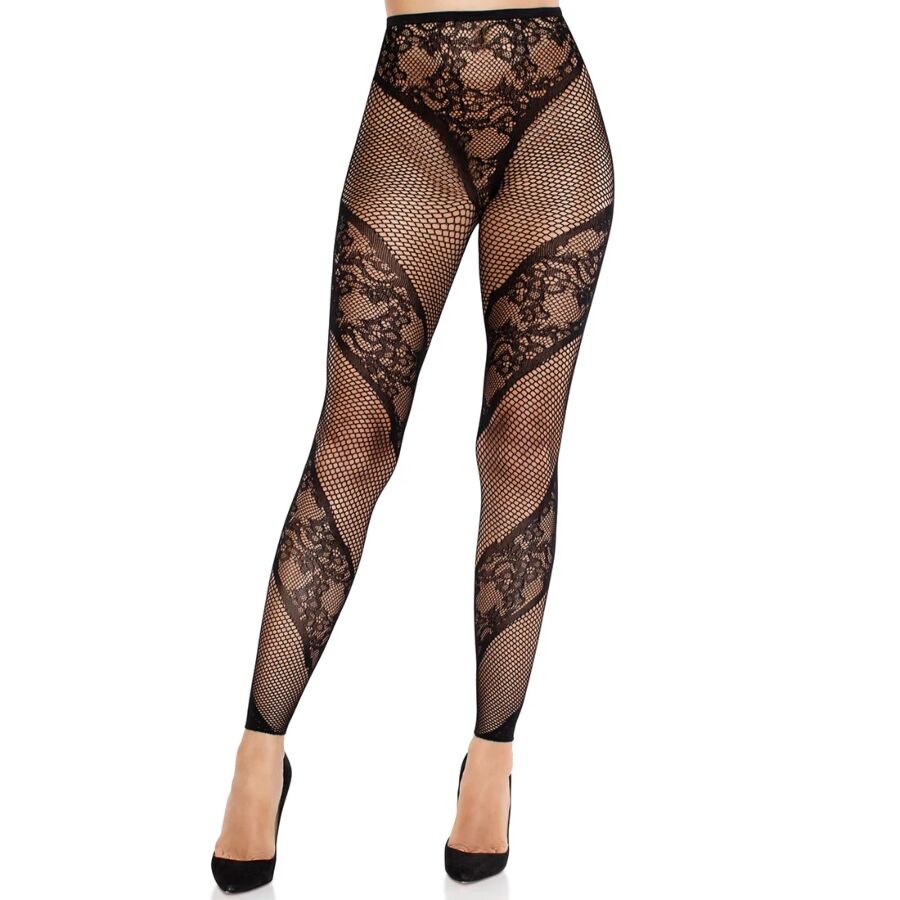 LEG AVENUE – MALLAS SIN PIE DE ENCAJE Y TRANSPARENCIA NEGRO