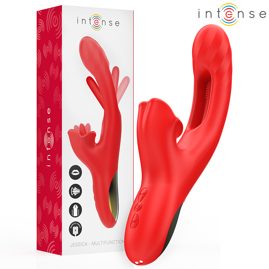 INTENSE – JESSICA VIBRADOR MULTIFUNCIÓN ESTIMULACIÓN CLÍTORIS 24.8 CM ROJO